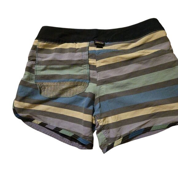 Patagonia Wave Farer Size 2 Board Shorts Swim Nylon Striped Blue Activewear - Picture 9 of 10